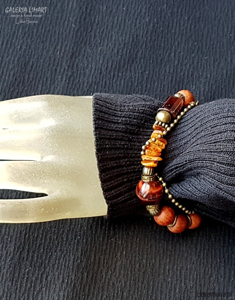 Bransoletka z minerałów w stylu boho unikatowy prezent handmade