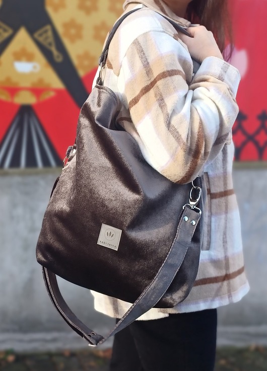 Torba Worek Welurowa Taupe 3705518 Pakamera Pl