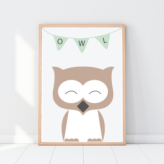 Plakat dla dzieci Sowa zwierzęta Owl A3 Galeria EMU Archiwum