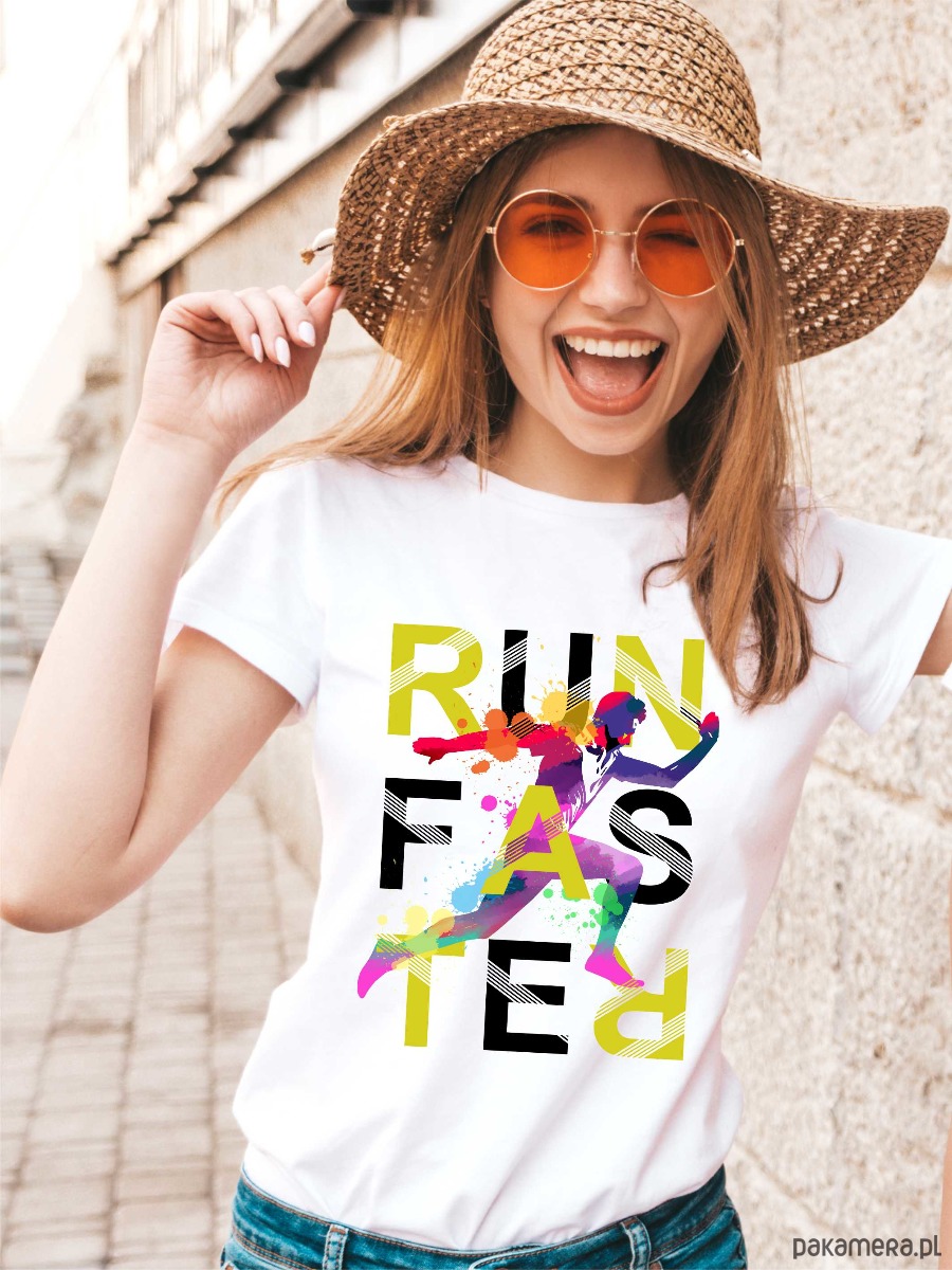 Koszulka organiczna z nadrukiem Run faster 2651472 Pakamera.pl