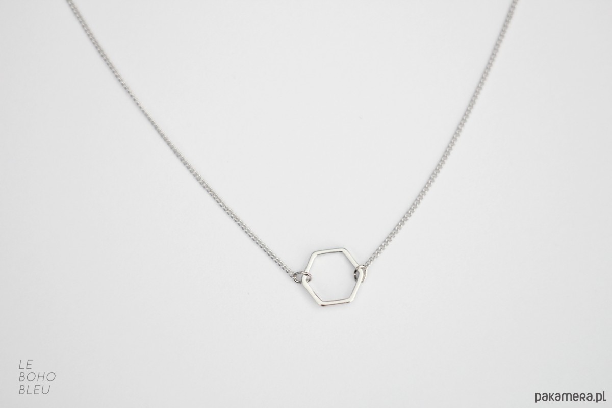 Rhodium Plated Tiny Hexagon Necklace - Archiwum 