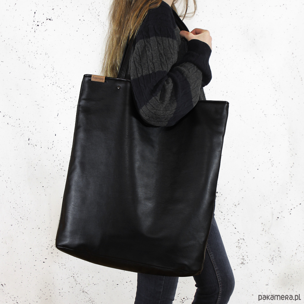 Mega shopper torba czarna na zamek Mega shopper torba czarna na zamek