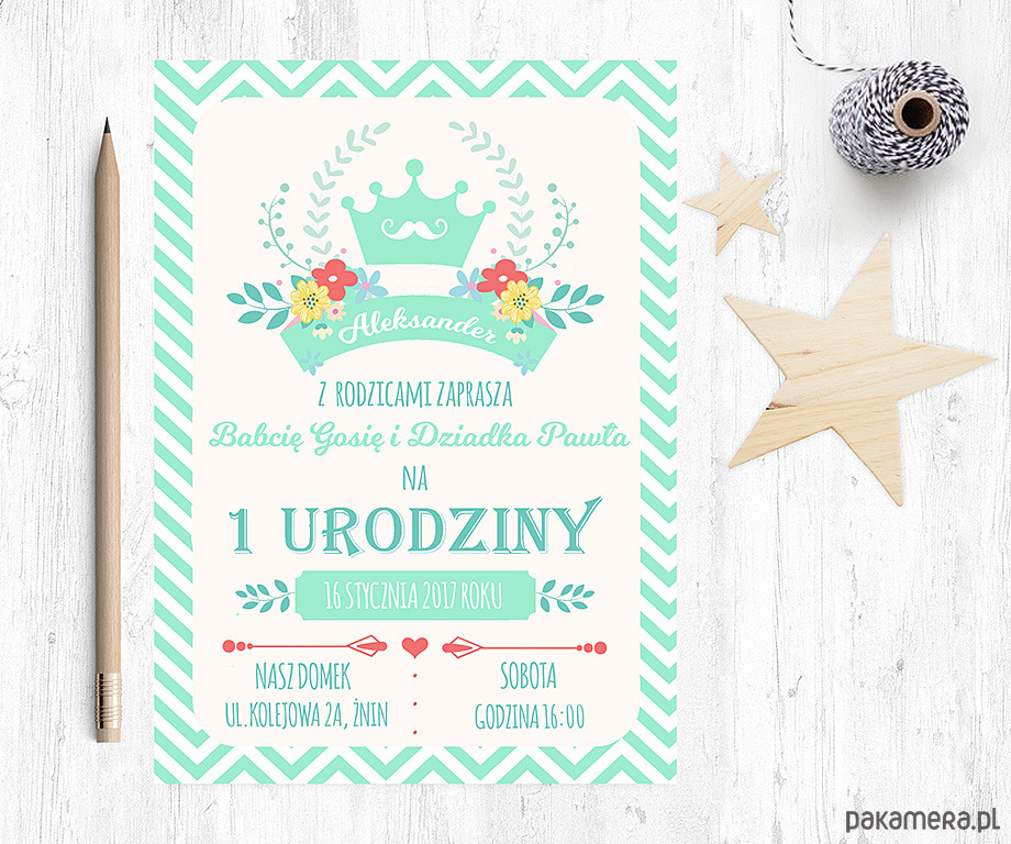 Zaproszenie Na Urodziny Miętowy Książę Dziecko Kinderbal
