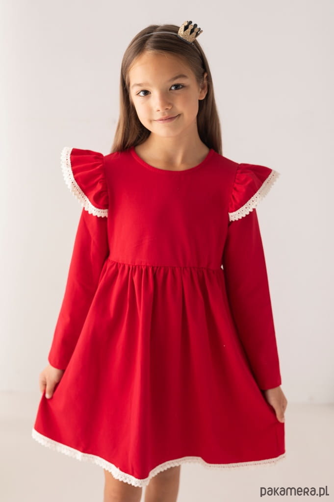 Czerwona sukienka BOHO - 98; Jesień/Zima 
