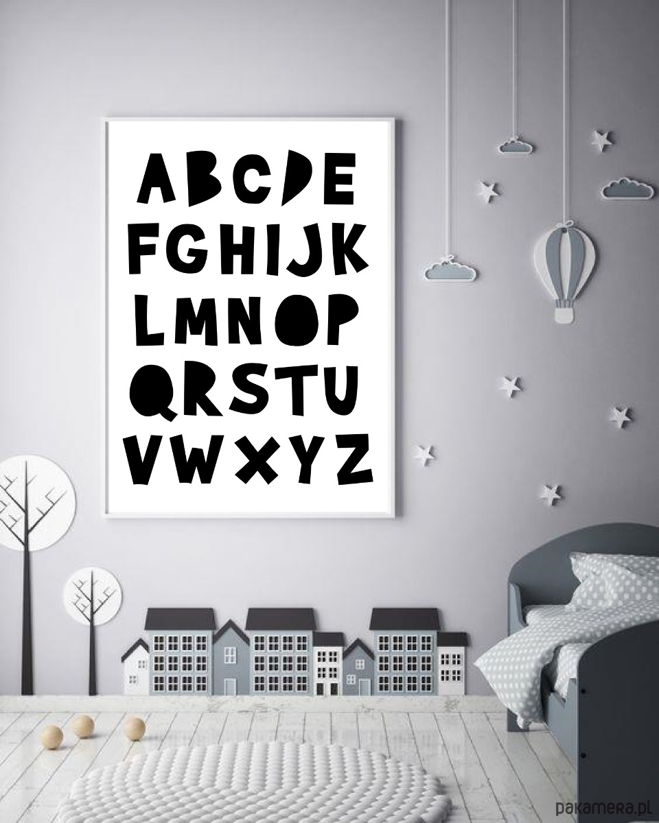 Plakat Do Pokoju Dziecka Alfabet Czarno Biały