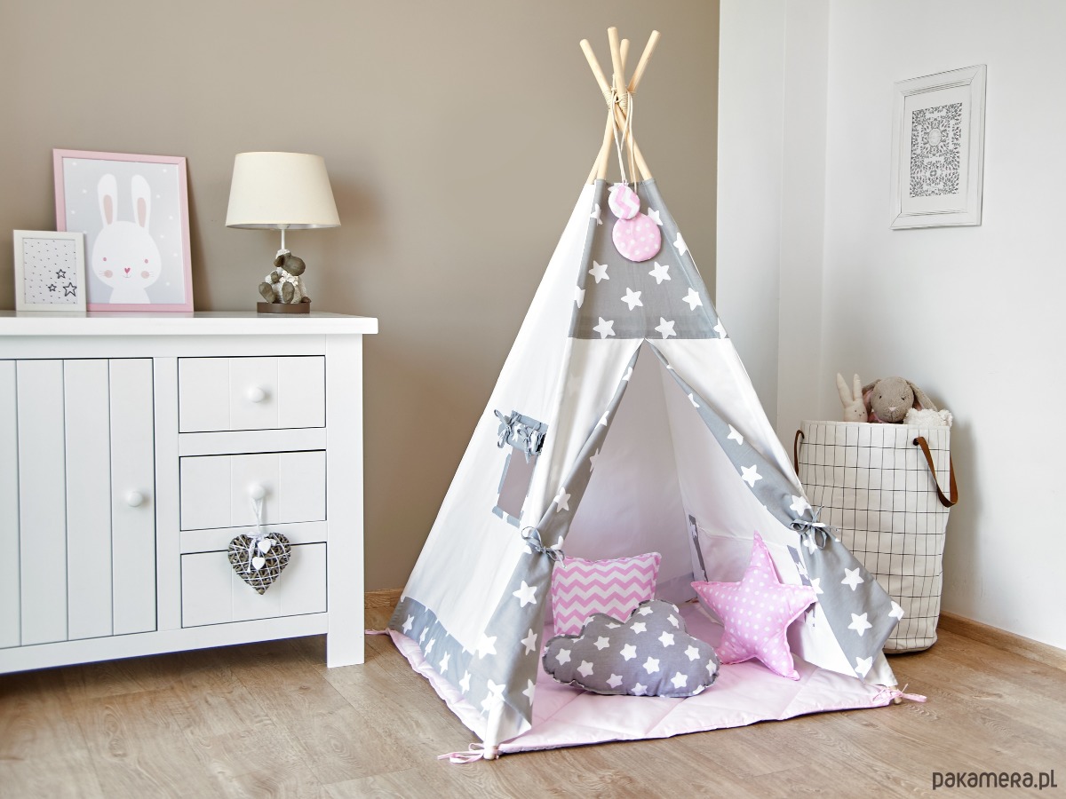 Jak Złożyć Tipi Dla Dzieci Zestaw Tipi Namiot dla Dzieci - Cozy Grey Stars - Archiwum - Pakamera.pl