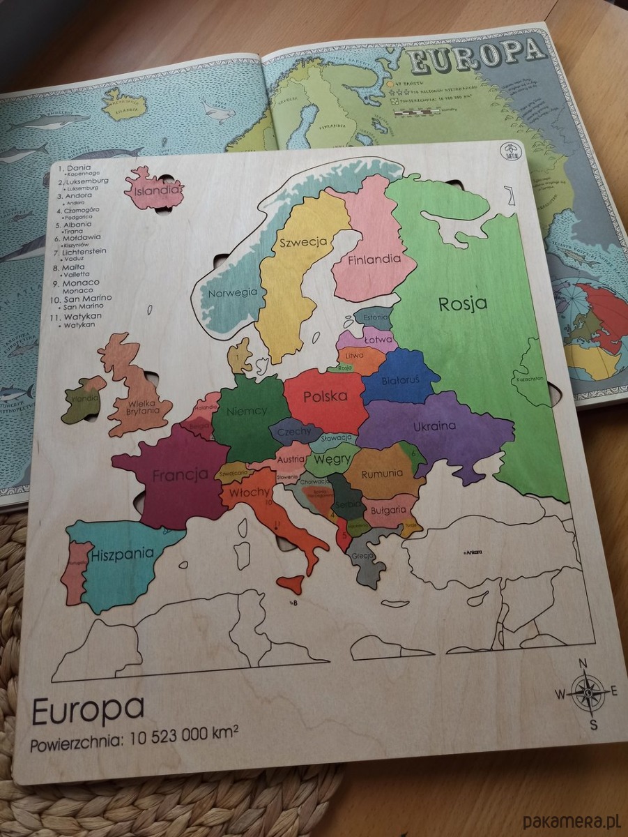 Drewniana Układanka Mapa Europy - Pakamera.pl