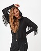 bluza z kapturem damska Konto - Czarna bluza z frędzlami