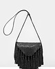 torby na ramię Skórzana torebka z frędzlami w czarnym kolorze