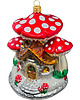bombki Ręcznie malowana bombka szklana domek pod czerwonymi muchomorami
