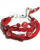 bransoletki - inne Bransoletka - Czerwona, koraliki - rzemienie