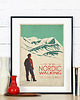 plakaty Travel poster, Norwegia, Skandynawia, Nordic walking
