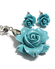 komplet biżuterii Komplet - Turkusowo niebieska róża - koral
