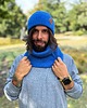 czapki i kapelusze męskie Męska bawełniana czapka beanie logo ekoskórka Niebieski Kobalt
