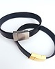biżuteria męska Męska bransoletka Black Leather Belt Gold