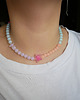 chokery Kolorowy naszyjnik choker z koralików różowa gwiazda