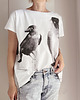 t-shirt damskie Kawki akwarele fullprint Biały Oversize
