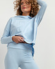 bluza z kapturem damska Szeroka bluza z kapturem T379, jasnoniebieska