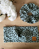 opaski do włosów Komplet opaska + gumka scrunchie panterka niebieski przydymiony