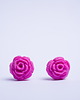 kolczyki z masy plastycznej Pojedyncze sztyfty róża MAGENTA
