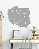naklejki ścienne do pokoju dziecka Naklejka Mapa POLSKI z pinezkami POLSKA