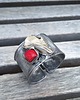 bransoletki wire wrapping Krzemień pasiasty i koral  - bransoletka regulowana