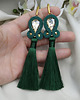 kolczyki soutache Kolczyki szmaragdowe chwosty, klipsy sutasz