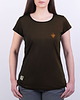 t-shirt damskie Koszulka damska z naszywką GÓRY brązowa