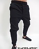 spodnie męskie Męskie czarne dresowe baggy wstawki pikowane