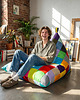 pufy do siedzenia Pufa kolorowa patchwork Ovni Long, leżanka wypełniona granulatem