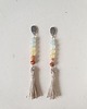 kolczyki z kamieniami Kolczyki BOHO ART z lnianym chwostem, jadeit, jaspis, aqua, żółty, rudy