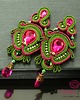 kolczyki soutache Zieleń i róż -  kolczyki sutasz