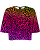 t-shirt damskie DR.CROW T-shirt Krótki CROP Multicolor Leopard