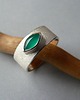 pierścionki srebrne -obrączka z zielonym agatem-