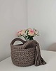 kosze do przechowywania Koszyk szydełkowy okrągły ze sznurka bawełnianego 20cmx15cm