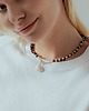 bransoletki z kamieni naturalnych Surowy Choker z Muszlą Obsydianem i Perłami