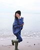 swetry damskie  Sweter handmade oversize  blue z wełną