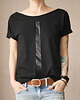 t-shirt damskie Czarna kreska czarny Oversize