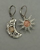 kolczyki wire wrapping Asymetryczne kolczyki księżyc i słońce kamień słoneczny wire wrapping