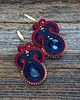 kolczyki soutache Granat, bordo i złoto- kolczyki sutasz
