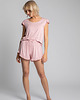 piżamy damskie Szorty do spania z falbankami-różowe(LA-024)