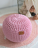 pufy do siedzenia Pufa różowa bawełniana okrągła handmade