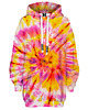 bluza z kapturem damska Bluza Oversize Tunika DR.CROW Tie Die Pink