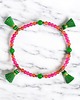 bransoletki z kamieni naturalnych NA NOGĘ : summer fruits : jadeit i chwosty : róż-pomarańcz-zieleń