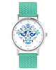 zegarki damskie Zegarek - Ptaszki folkowe, blue - silikonowy, turkus
