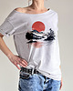 t-shirt damskie Japoński krajobraz Szary Oversize