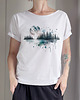 t-shirt damskie Księżyc las Biały Oversize