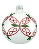 bombki Bombki choinkowe szklane ręcznie malowane: okrągłe białe: czerwonoy ornament