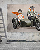 obrazy OBRAZ NA PŁÓTNIE -  120x80cm - KURCZKI NA MOTO