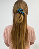 gumki do włosów Jedwabna scrunchie gumka frotka midi geometryczna niebieska